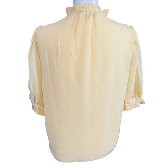 1. State Yellow Ruffle Collar Short Sleeve Blouse - Medium - NWT - Picture 2 of 4